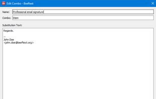 Beeftext screenshot 1