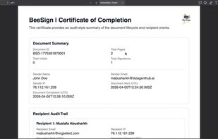 BeeSign Audit trail