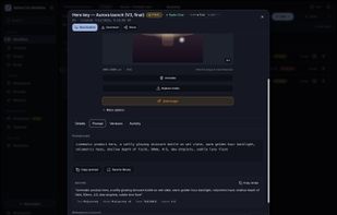 The full production record of one asset: prompt, model version, references and client approval.