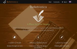 The landing page of Belletristica.