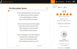 The responsive text-reader next to ratings and the audio contol panel.