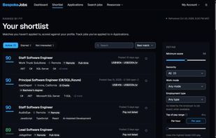 Your shortlist: live openings ranked by how well they fit your resume.