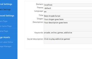 This is the main page of the admin interface where you can make some basic changes. Visit our site to get more info about Best Arcade Script and about it's admin interface! http://thebestarcadescript.com/