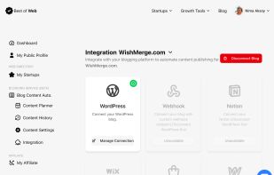 Illustration showing the connection process between a blog and Best of Web for automated content publishing.