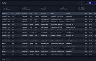 Demo Bets Section: Sample bet data in demo mode.