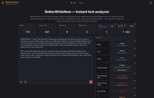Dashboard of the tool