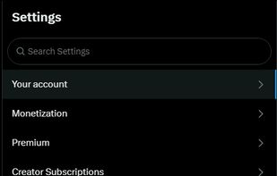 A view of X's native settings menu with BetterX integration highlighted at the bottom, showing how the enhancement tool seamlessly integrates with the platform's interface.