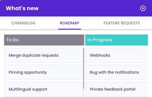 Product roadmap visibility in the widget
