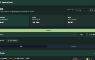 Bills: needs vs. wants, entered by hand, no bank sync (sample household)