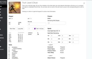 D&D 5e character stats