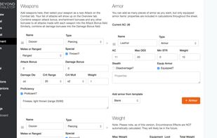 D&D 5e character equipment