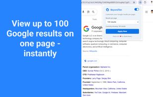 Image show the interface of BeyondTen - 100 Search Result on Google