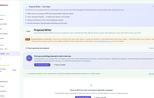 Writer questionnaire view to answer questions posed in the solicitation.