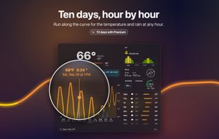 Run along the curve for the temperature and rain at any hour, up to 10 days ahead with Premium.