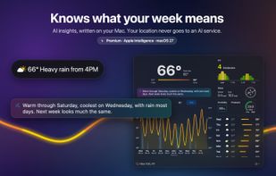 AI insights written on your Mac by Apple Intelligence: a few words in the menu bar and a rundown of the week (Premium, macOS 27).