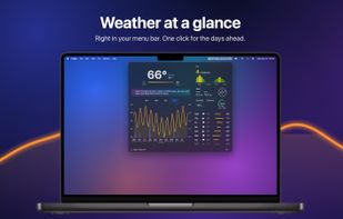 The temperature in the menu bar; one click opens the days ahead.