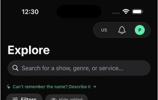 Explore: search and filter titles, with the streaming service each one is on in your country.