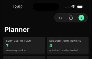 Planner: which streaming services to keep, which are ready to activate, and the estimated yearly cost compared with subscribing to everything.