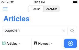 Our approach to information management is holistic. The most important repositories for research articles, clinical trials, patents, and grant programs, are brought together in a single comprehensive and easy to use app.
