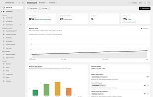 Project dashboard with rank tracking and AI visibility (demo data)