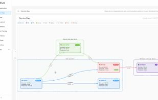 Service map with request paths and dependencies