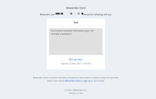 Bitwarden Send screenshot 1