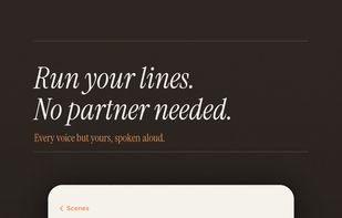 The rehearsal screen: blablabla speaks the other parts and waits silently for yours.