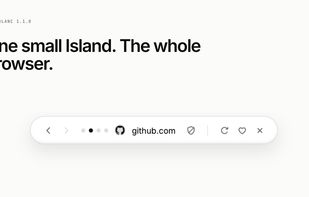 The Blanc Island replaces the traditional tab strip and toolbar with one floating control surface.