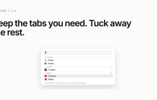 Tab groups keep related tabs together without a permanent tab strip.
