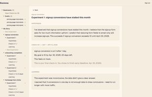 Experiment history