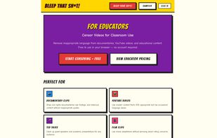 For Educators page — Special free access for teachers to create classroom-safe versions of real-world media content.