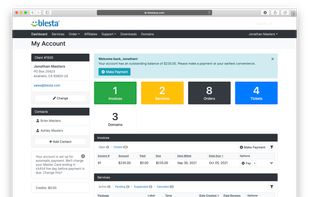 Client area dashboard.
