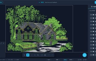 Viewing a DWG file in BlinkCAD — drawing rendered instantly in the browser, no install required