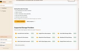 Supported storage providers grid (the key selling point)