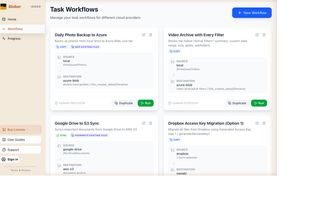 Workflow list with source => destination mapping
