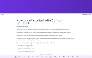 Distraction free editor