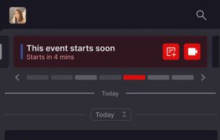 The main screen in Bloks on mobile displaying events, recent notes with tags, and options to create a to-do list, capture an image, paste content from the clipboard, use speech-to-text, and write a new note.