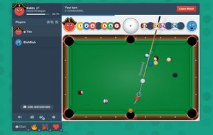Screenshot featuring Bloob.io's 8 Ball Pool game