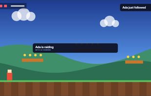 Overlay editor with two alert layers on a sample game backdrop.