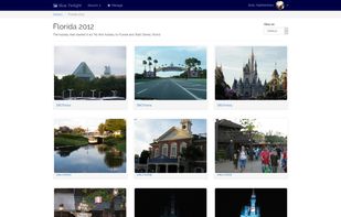 The default album view shows a grid of photo thumbnails. A slideshow view is also available.