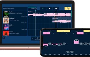 Seamlessly mixing two songs with a laptop, a phone, and blueberry