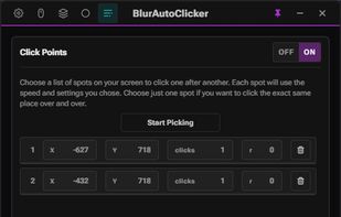 A page for adding locations for the autoclicker to click at that can be randomized!