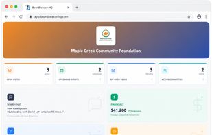 Real-time overview of your board's open votes, tasks, meetings, and financials in one place.