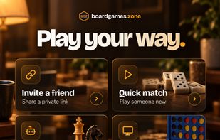 Available play modes include private games with friends, quick matchmaking, computer opponents, and pass-and-play on one device.