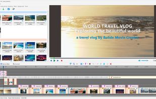 Main window: media library, preview and multi-track timeline