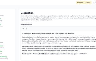 Self-publishing AI marketing tool - book description generator