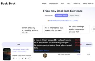 Search Results and Strut Scores at Book Strut
