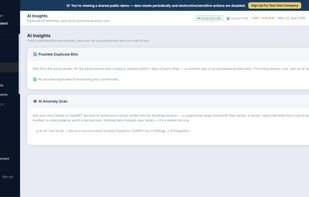 AI Insights: automatic duplicate bill detection and AI-powered anomaly scanning