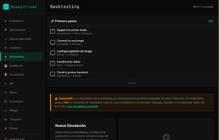 Backtesting module with equity curve and several built-in strategies.