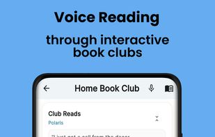 Book Club showing the eBook page synchronisation, voice reading and chats